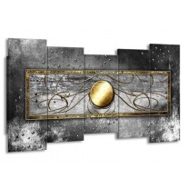 Canvas schilderij Cirkel | Grijs, Goud | 150x80cm 5Luik