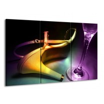 Glas schilderij Schoen | Blauw, Paars, Geel | 165x100cm 3Luik