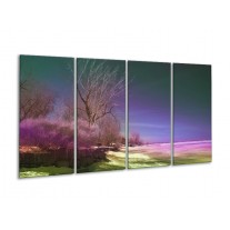 Glas schilderij Landschap | Groen, Blauw, Roze | 160x80cm 4Luik