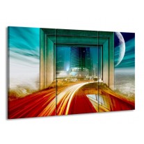 Glas schilderij Gebouw | Rood, Blauw, Groen | 165x100cm 3Luik