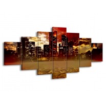 Glas schilderij Stad | Rood, Geel, Grijs | 210x100cm 7Luik
