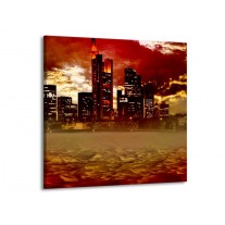 Glas schilderij Stad | Rood, Geel, Grijs | 70x70cm 1Luik