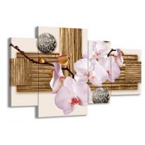 Canvas schilderij Orchidee | Roze, Grijs, Bruin | 120x75cm 4Luik