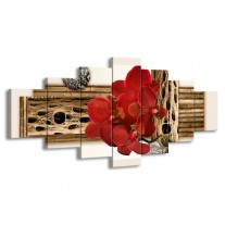 Canvas schilderij Orchidee | Rood, Bruin, Wit | 210x100cm 7Luik