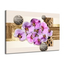 Glas schilderij Orchidee | Roze, Wit, Bruin | 70x50cm 1Luik