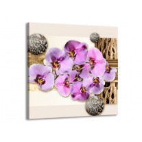 Canvas schilderij Orchidee | Roze, Wit, Bruin | 70x70cm 1Luik
