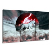Canvas schilderij Paard | Rood, Grijs, Wit | 165x100cm 3Luik