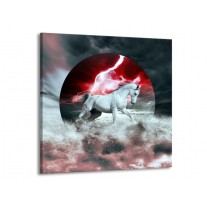 Canvas schilderij Paard | Rood, Grijs, Wit | 50x50cm 1Luik