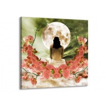 Glas schilderij Orchidee | Roze, Groen, Wit | 70x70cm 1Luik