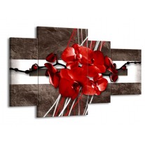 Canvas schilderij Orchidee | Rood, Bruin, Wit | 120x75cm 4Luik
