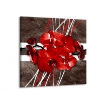 Glas schilderij Orchidee | Rood, Bruin, Wit | 70x70cm 1Luik