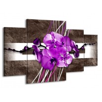 Canvas schilderij Orchidee | Paars, Grijs, Wit | 160x90cm 4Luik