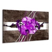 Canvas schilderij Orchidee | Paars, Grijs, Wit | 165x100cm 3Luik