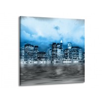 Canvas schilderij Stad | Blauw, Grijs, Wit | 70x70cm 1Luik