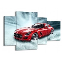 Glas schilderij Mercedes | Wit, Rood, Zwart | 120x75cm 4Luik