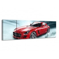 Canvas schilderij Mercedes | Wit, Rood, Zwart | 170x50cm 3Luik