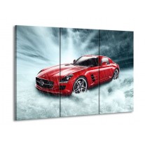 Glas schilderij Mercedes | Wit, Rood, Zwart | 90x60cm 3Luik