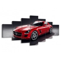 Canvas schilderij Mercedes | Rood, Zwart | 210x100cm 7Luik