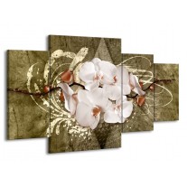 Canvas schilderij Orchidee | Goud, Wit, Bruin | 160x90cm 4Luik