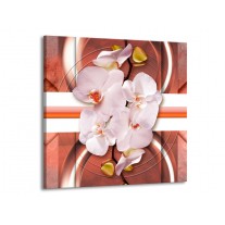Canvas schilderij Orchidee | Wit, Rood | 70x70cm 1Luik