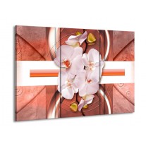 Canvas schilderij Orchidee | Wit, Rood | 90x60cm 3Luik
