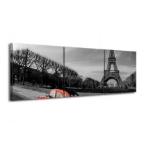 Glas schilderij Parijs | Grijs, Rood | 150x50cm 3Luik