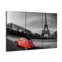 Glas schilderij Parijs | Grijs, Rood | 90x60cm 3Luik