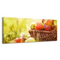 Glas schilderij Appels | Groen, Rood, Bruin | 145x58cm 1Luik
