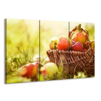 Glas schilderij Appels | Groen, Rood, Bruin | 165x100cm 3Luik