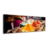 Glas schilderij Kruinden | Oranje, Bruin, Geel | 150x50cm 3Luik
