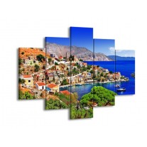 Canvas schilderij Uitzicht | Blauw, Oranje | 150x105cm 5Luik