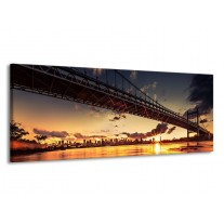 Glas schilderij Brug | Oranje, Bruin, Geel | 145x58cm 1Luik