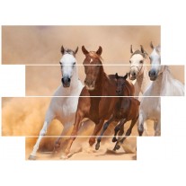 Canvas schilderij Paard | Bruin, Wit, Crème | 115x85cm 4Luik