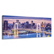 Glas schilderij Brug | Blauw, Grijs | 145x58cm 1Luik