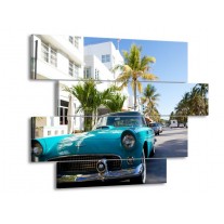 Canvas schilderij California | Groen, Blauw, Wit | 115x85cm 4Luik