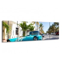 Canvas schilderij California | Groen, Blauw, Wit | 170x50cm 3Luik