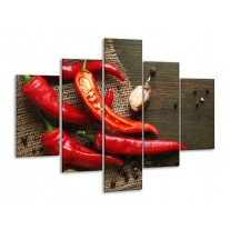 Glas schilderij Paprika | Rood, Bruin | 100x70cm 5Luik