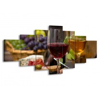 Canvas schilderij Wijn | Groen, Bruin | 210x100cm 7Luik