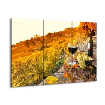 Canvas schilderij Frankrijk | Bruin, Oranje | 90x60cm 3Luik