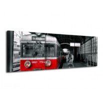 Glas schilderij Trein | Rood, Grijs | 120x40cm 3Luik