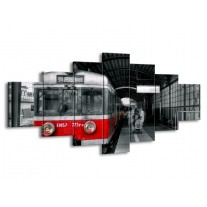 Glas schilderij Trein | Rood, Grijs | 210x100cm 7Luik