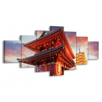 Canvas schilderij China | Rood, Grijs, Oranje | 210x100cm 7Luik