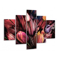 Glas schilderij Tulpen | Roze, Paars | 100x70cm 5Luik