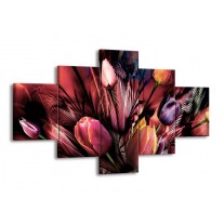 Glas schilderij Tulpen | Roze, Paars | 125x70cm 5Luik