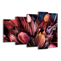 Glas schilderij Tulpen | Roze, Paars | 150x100cm 5Luik