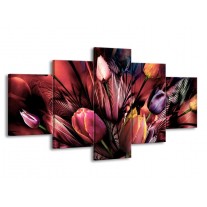 Glas schilderij Tulpen | Roze, Paars | 150x80cm 5Luik