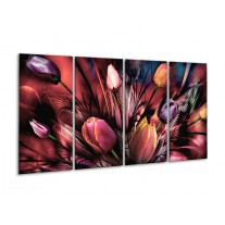 Glas schilderij Tulpen | Roze, Paars | 160x80cm 4Luik