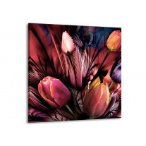 Glas schilderij Tulpen | Roze, Paars | 50x50cm 1Luik