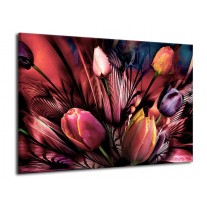 Glas schilderij Tulpen | Roze, Paars | 70x50cm 1Luik
