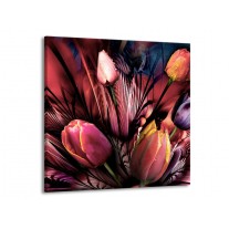 Glas schilderij Tulpen | Roze, Paars | 70x70cm 1Luik